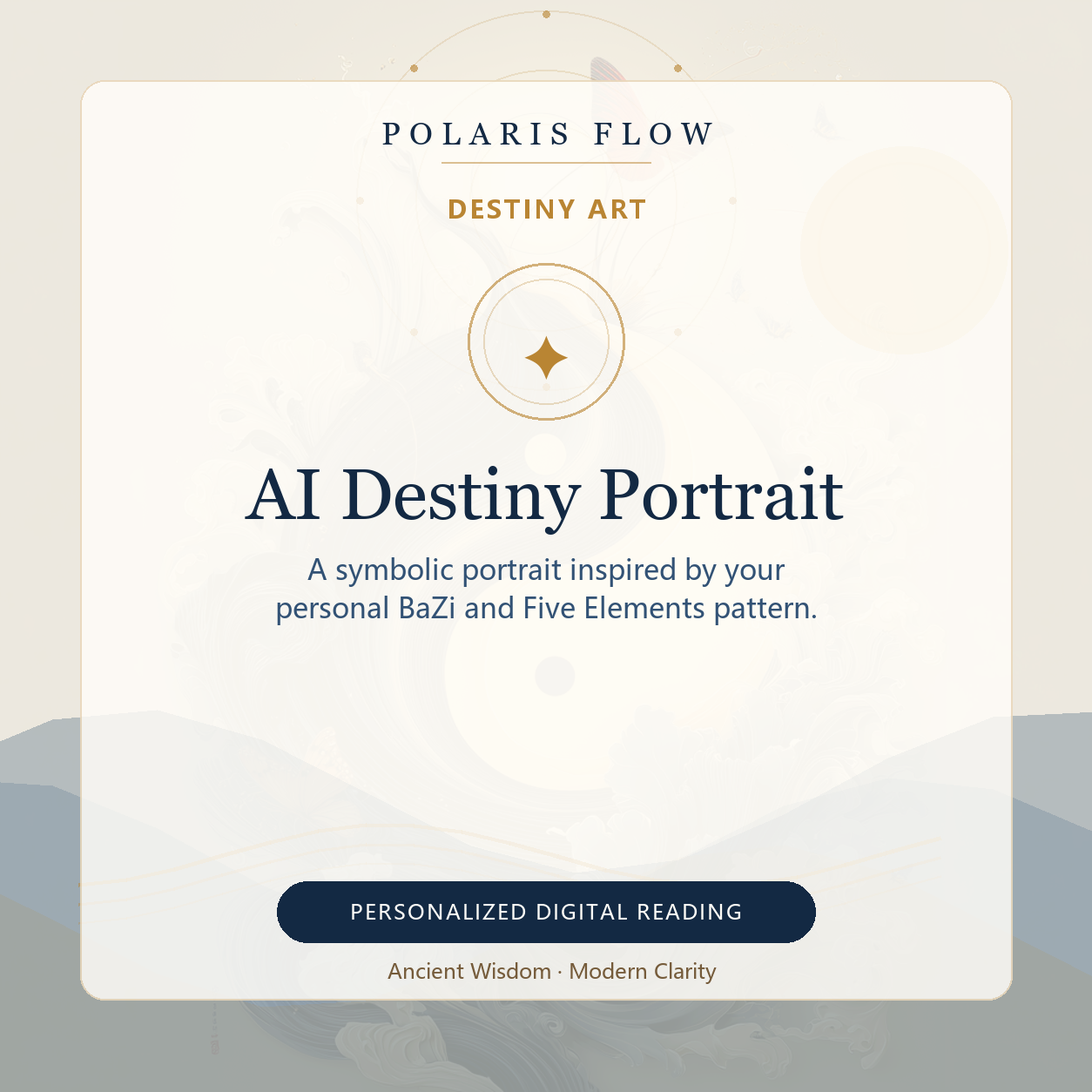 Personalized AI destiny portrait inspired by BaZi and Five Elements